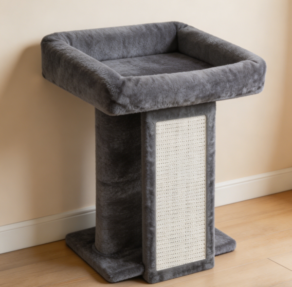 Multi-Level Cat Tree with Scratching Board & Toys, Grey