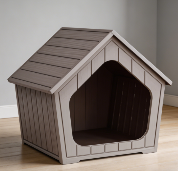 Weatherproof Resin Dog House with Air Vents, Grey