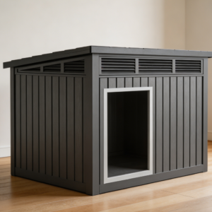 Weatherproof Dog House, Openable Top, Black