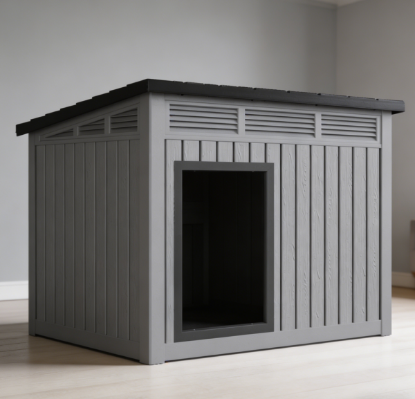 Waterproof Dog House with Openable Roof, Grey