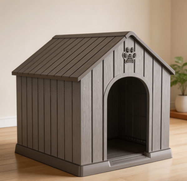 Resin Dog House, UV-Resistant with Hidden Vents, Grey