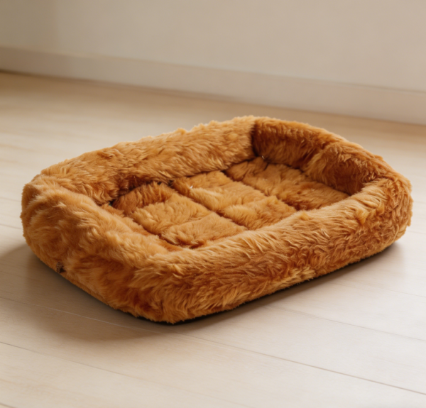 Bolster Dog Bed, Cinnamon Faux Fur