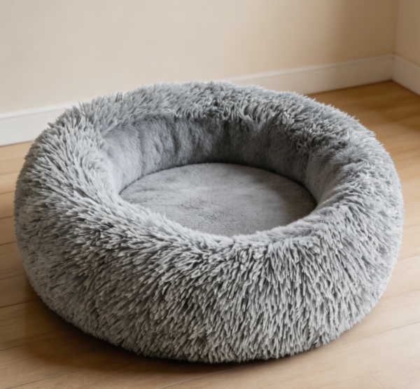 Donut Pet Bed, Fluffy & Washable, Light Grey