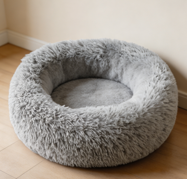 Donut Pet Bed, Waterproof Anti-Slip Base, Grey