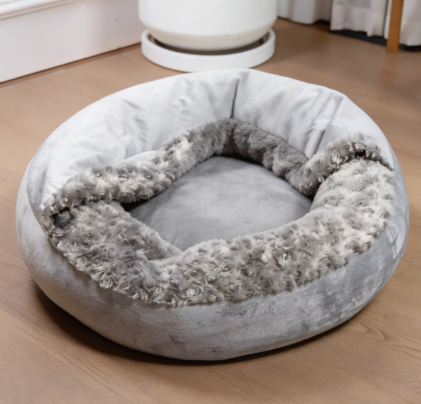 Cave Pet Bed with Blanket, Grey