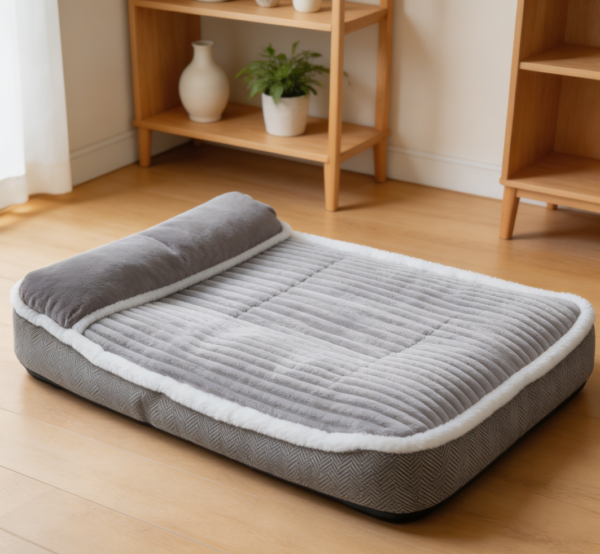 Dog Crate Mattress with Pillow, Grey