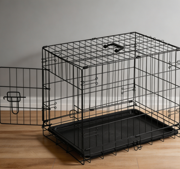 Foldable Single-Door Dog Crate with Tray