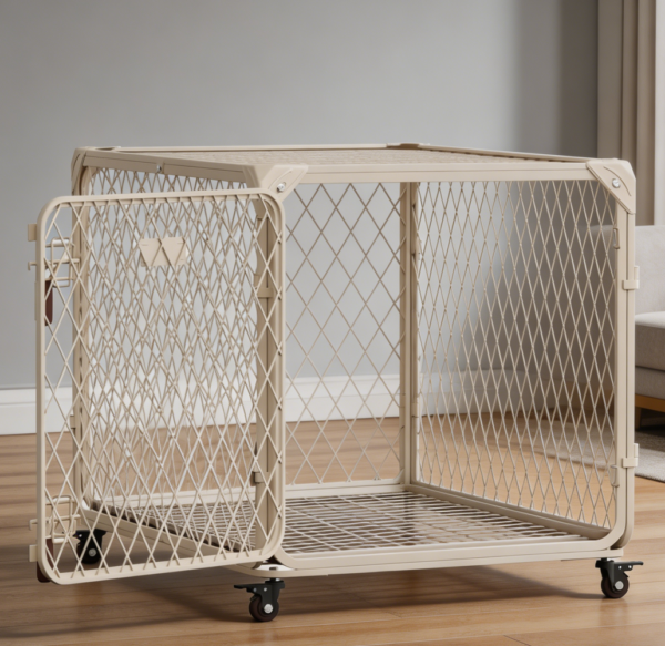 Escape-Proof Dog Crate with Lockable Wheels, up to 100 lbs